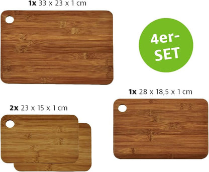 KESPER 59127 Schneidebrett 4er-Set aus Bambus / Schneidbrett