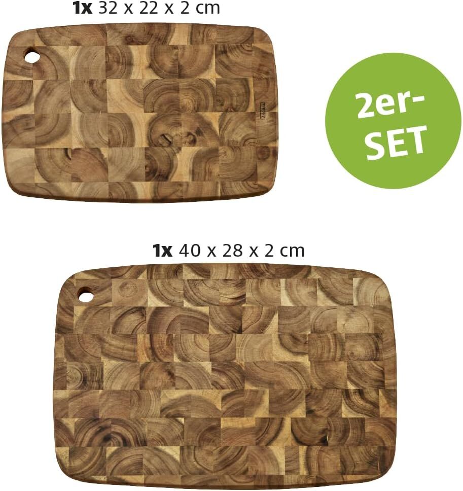 KESPER 28155 Profi-Schneidebrett- 2er Set aus Akazienholz / Schneidbrett