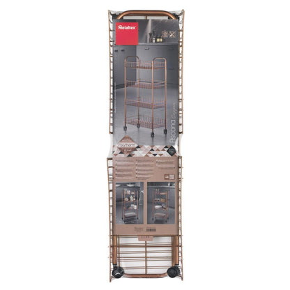 METALTEX 344404000 Ascona Allzweckwagen mit 4 Etagen Polytherm Copper / Rollregal, Höhe 86 cm