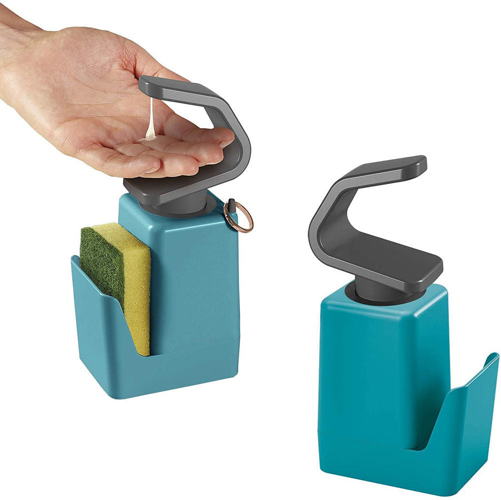 METALTEX Soap-Tex Seifenspender türkis mit Schwamm- und Ringhalter / Dispenser / Seifen-Station