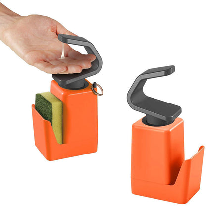 METALTEX Soap-Tex Seifenspender orange mit Schwamm- und Ringhalter / Dispenser / Seifen-Station