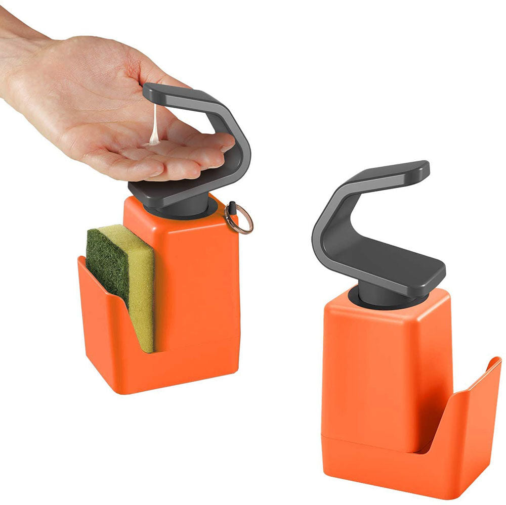 METALTEX Soap-Tex Seifenspender orange mit Schwamm- und Ringhalter / Dispenser / Seifen-Station