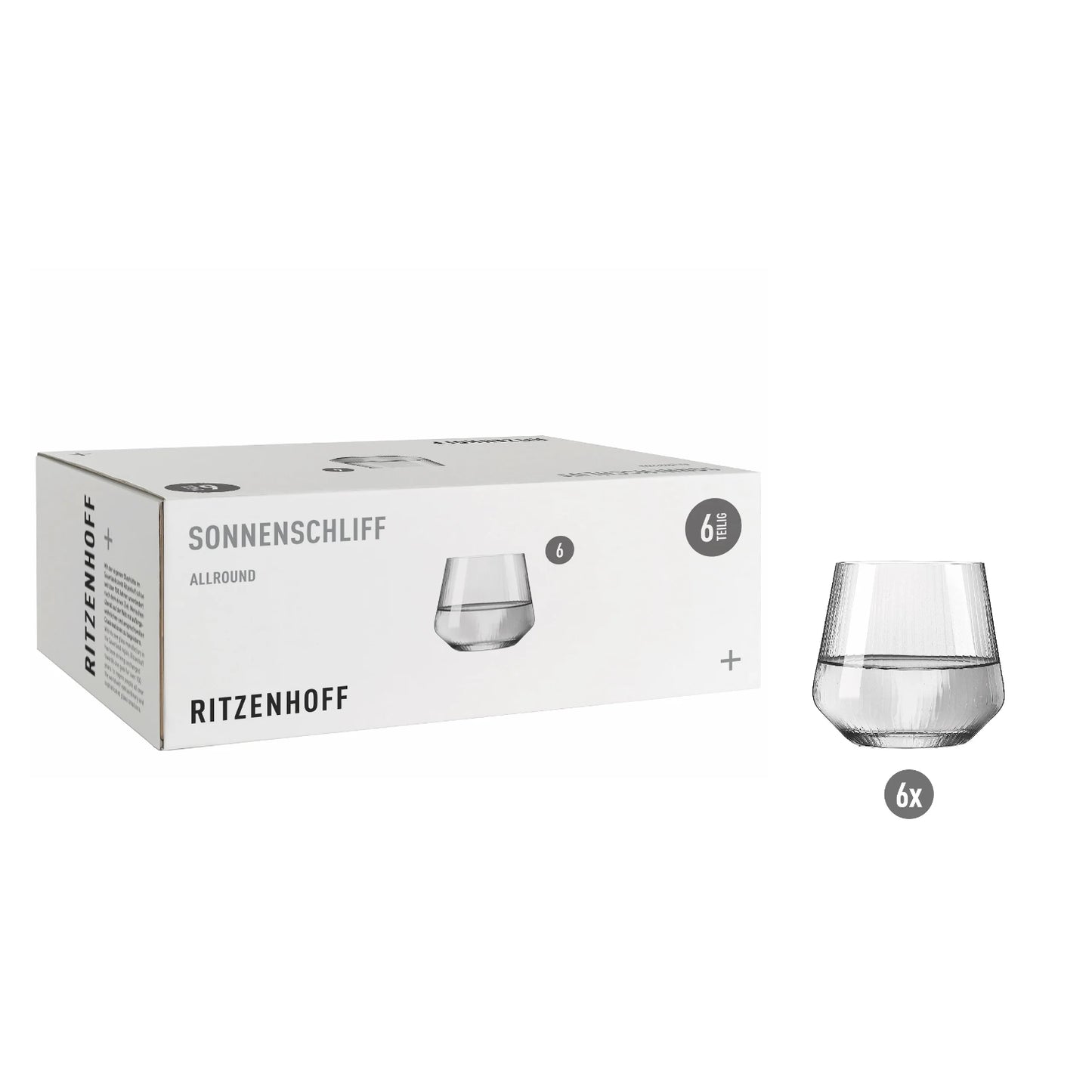 Ritzenhoff Sonnenschliff ALLROUNDGLAS-SET H24 RDT 2024 / Wassergläser 6er Set / Whiskygläser