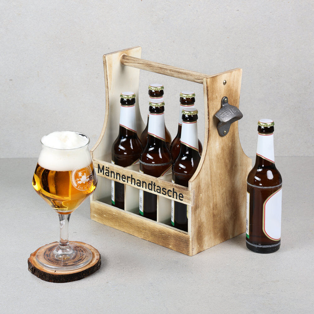 KESPER 6626413 Flaschenträger, geflammt, Sperrholz, FSC / Tray / Six-Pack