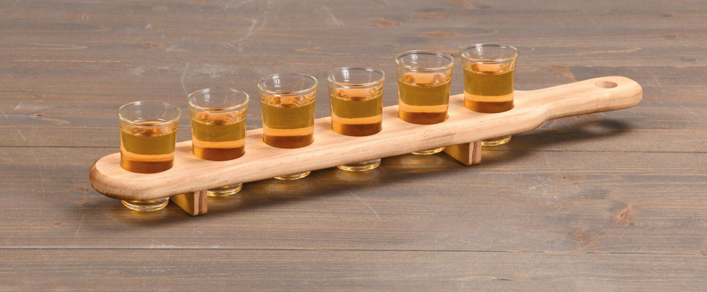 KESPER 68281 Schnapsglasträger mit 6 Gläsern aus Kiefernholz