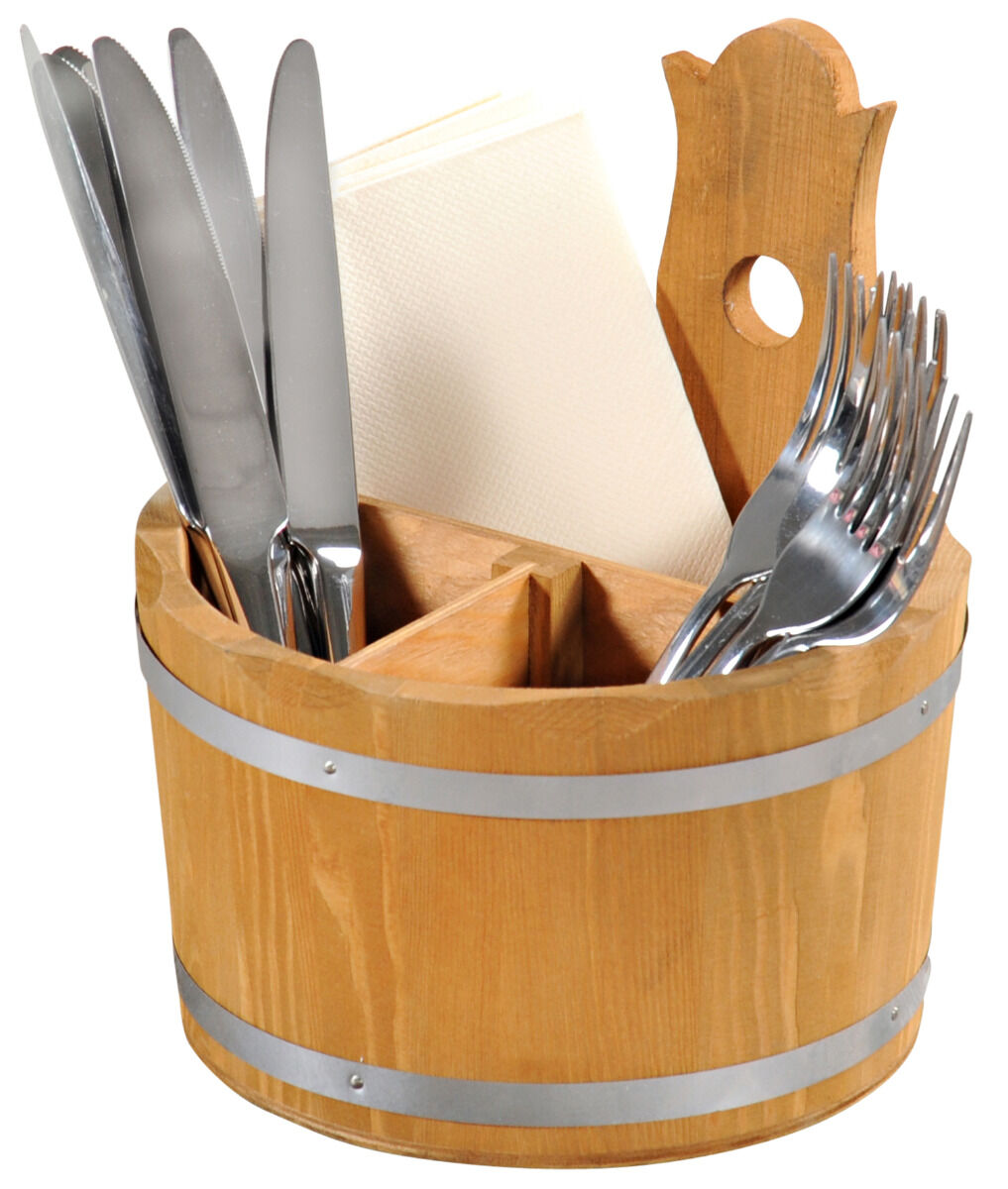 KESPER 69295 Aufbewahrungsbox / Besteckbehälter Ø 17 cm, H: 20 cm, Kiefernholz