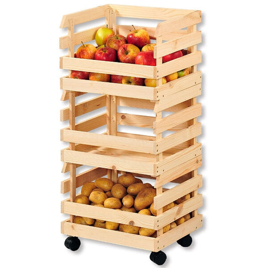 KESPER 69581 Kartoffel- und Obsthorde aus Kiefernholz 3-tlg. / Stapelhorde / Kartoffelhorde / Aufbewahrungsregal