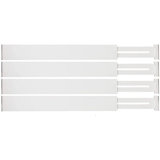 RUHHY 25632 Schubladenorganisator weiß, 4er Pack, Länge einstellbar von 42 bis 56 cm / Schubladentrenner