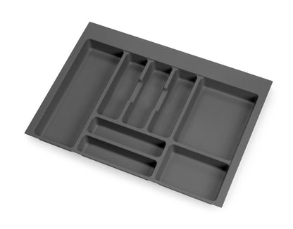 emuca Besteckeinsatz Optima für Schrankbreite 70 cm, Rand schneidbar (B 604-636 x T 418-482), Kunststoff, Anthrazitgrau