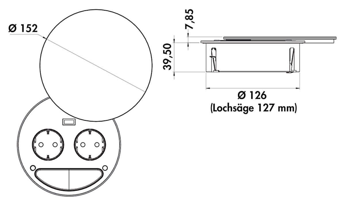 SMILE Doppelsteckdose USB / Tischsteckdose / Steckdose / Doppel-Steckdose – Bild 3