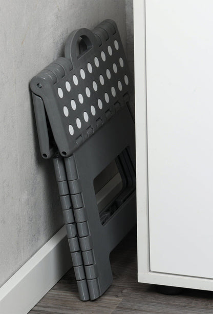 KESPER 70635 Klapptritt aus Kunststoff, grau,  35 x 27 x 22 cm / Hocker / Klappstiege