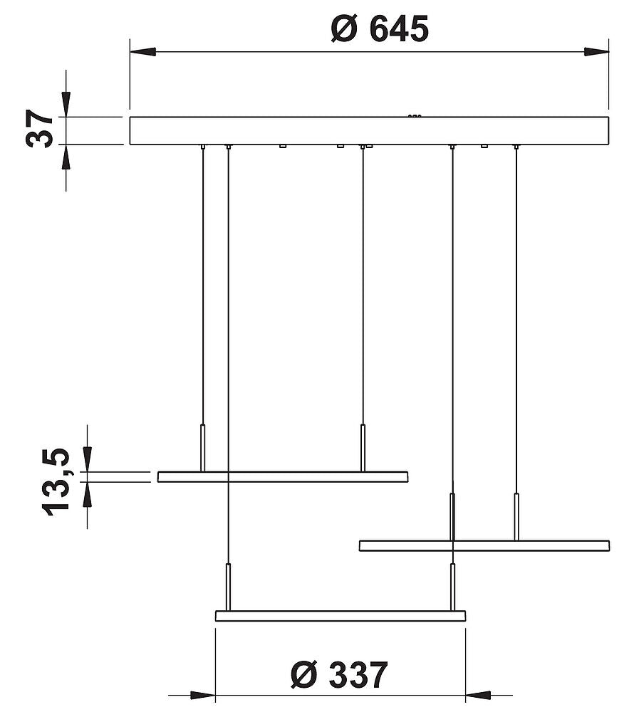 Plate 3R LED Pendelleuchte 3-fach aus Aluminium mit Acrylglas satiniert / Hängeleuchte / Tischleuchte – Bild 2