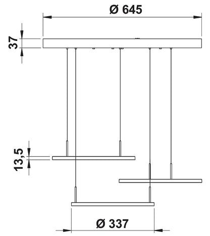 Plate 3R LED Pendelleuchte 3-fach aus Aluminium mit Acrylglas satiniert / Hängeleuchte / Tischleuchte – Bild 2