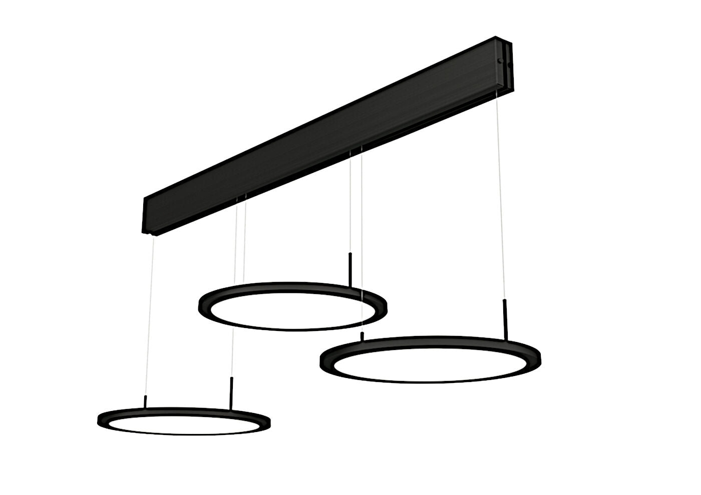 Plate 3 LED Pendelleuchte 3-fach aus Aluminium schwarz matt mit Acrylglas satiniert / Hängeleuchte / Tischleuchte
