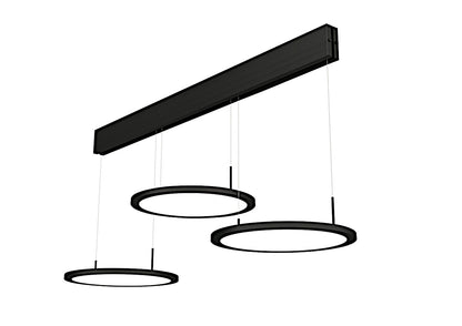 Plate 3 LED Pendelleuchte 3-fach aus Aluminium schwarz matt mit Acrylglas satiniert / Hängeleuchte / Tischleuchte