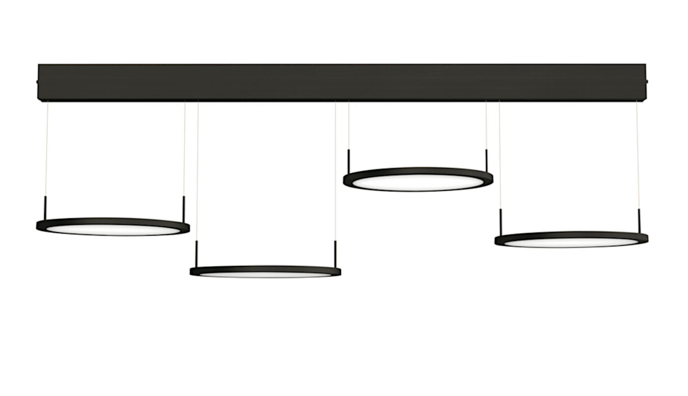 Plate 4 LED Pendelleuchte 4-fach aus Aluminium schwarz matt mit Acrylglas satiniert / Hängeleuchte / Tischleuchte