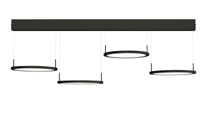 Plate 4 LED Pendelleuchte 4-fach aus Aluminium schwarz matt mit Acrylglas satiniert / Hängeleuchte / Tischleuchte