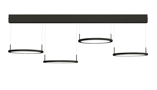 Plate 4 LED Pendelleuchte 4-fach aus Aluminium schwarz matt mit Acrylglas satiniert / Hängeleuchte / Tischleuchte
