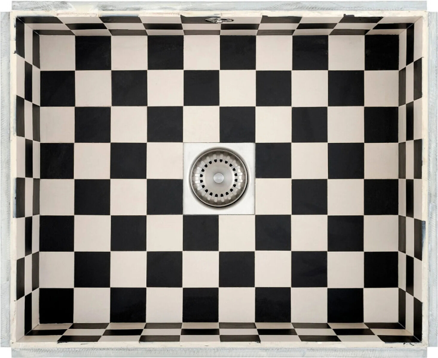 CARESSI CATO5040 Edelstahl Spüle mit Fliesen, weiß/schwarz / ab 60 cm Schrankbreite / Unterbauspüle