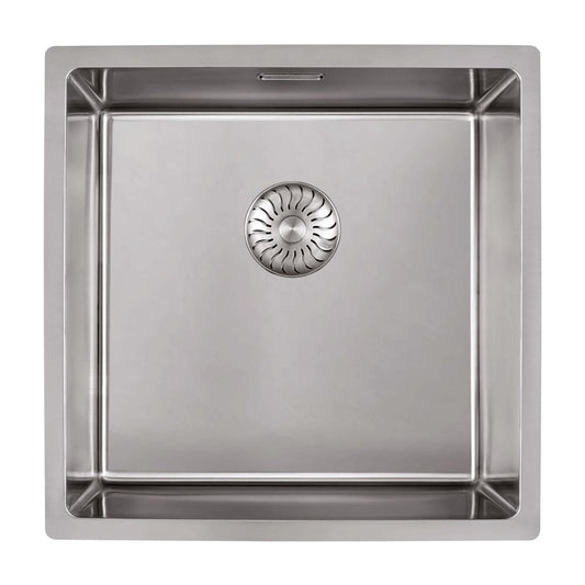 CARESSI 1-Becken Spüle CABLPP40R10 ohne Hahnbank, Edelstahl / ab 50 cm Schrankbreite / Auflage / Unterbau /…