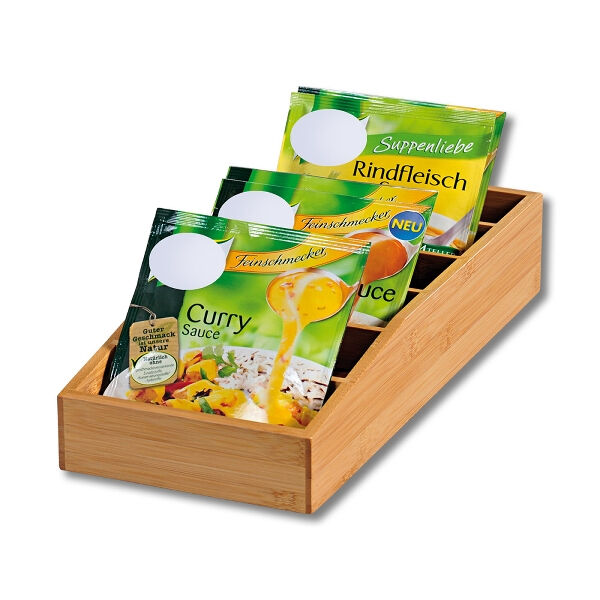 KESPER 70822 Aufbewahrungsbox aus Bambus 15 x 35 x 7 cm für Tütensuppen oder -saucen