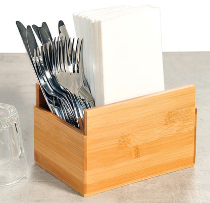 KESPER 70854 Serviettenspender-Besteckkasten aus FSC-zertifiziertem Bambus / Besteckhalter / Box