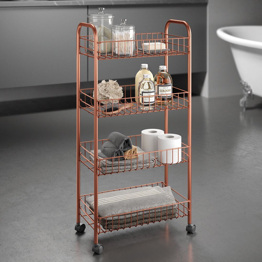 METALTEX 344404000 Ascona Allzweckwagen mit 4 Etagen Polytherm Copper / Rollregal, Höhe 86 cm