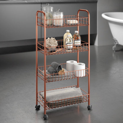 METALTEX 344404000 Ascona Allzweckwagen mit 4 Etagen Polytherm Copper / Rollregal, Höhe 86 cm