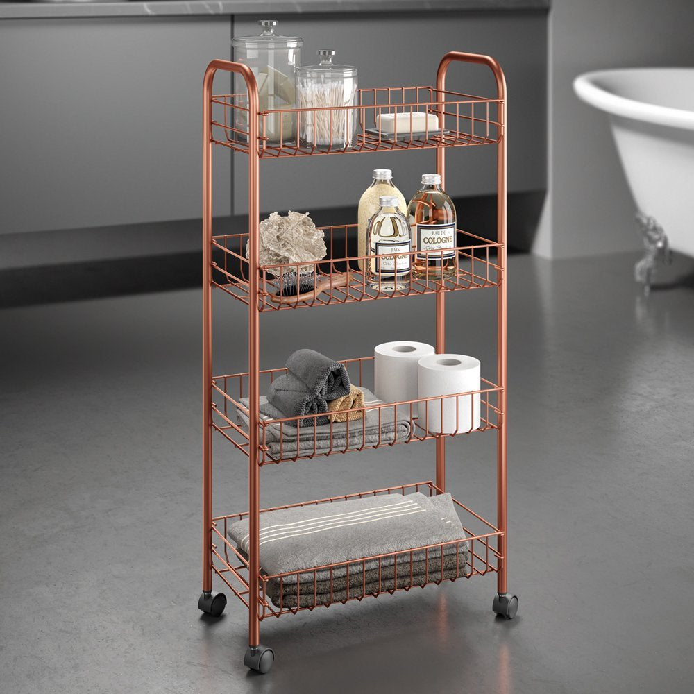 METALTEX 344404000 Ascona Allzweckwagen mit 4 Etagen Polytherm Copper / Rollregal, Höhe 86 cm