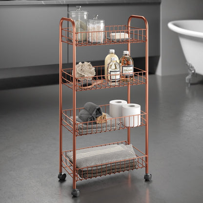 METALTEX 344404000 Ascona Allzweckwagen mit 4 Etagen Polytherm Copper / Rollregal, Höhe 86 cm