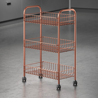 METALTEX 344403000 Lugano Allzweckwagen mit 3 Etagen Polytherm Copper / Rollregal, Höhe 63 cm