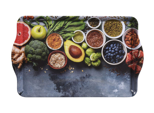 KESPER 77430 Serviertablett 48 x 30 x 3,5 cm, Melamin (MF), Motiv Healthy Kitchen