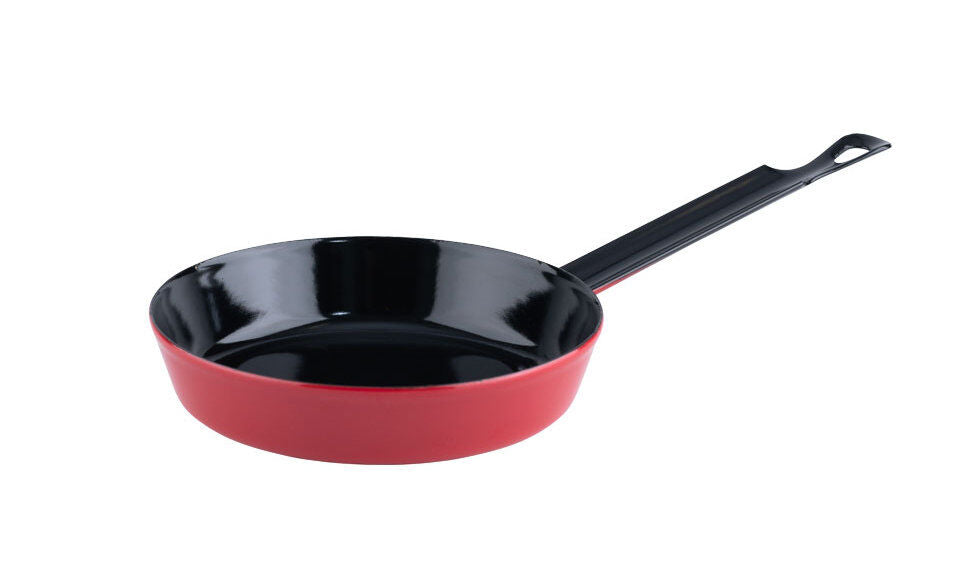 RIESS 0447-020 Mini Emaillepfanne 16 cm, Emaille, rot/schwarz