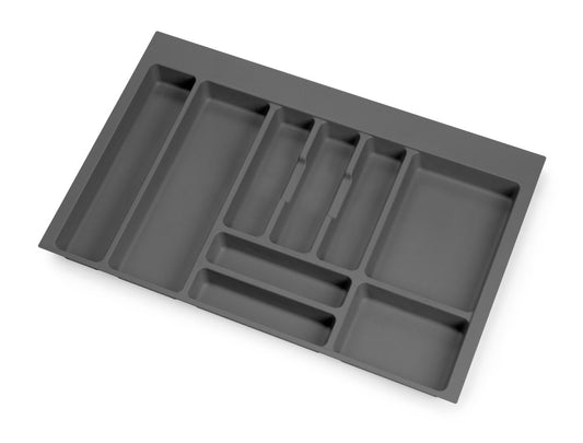 emuca Besteckeinsatz Optima für Schrankbreite 80 cm, Rand schneidbar (B 704-736 x T 418-482), Kunststoff, Anthrazitgrau