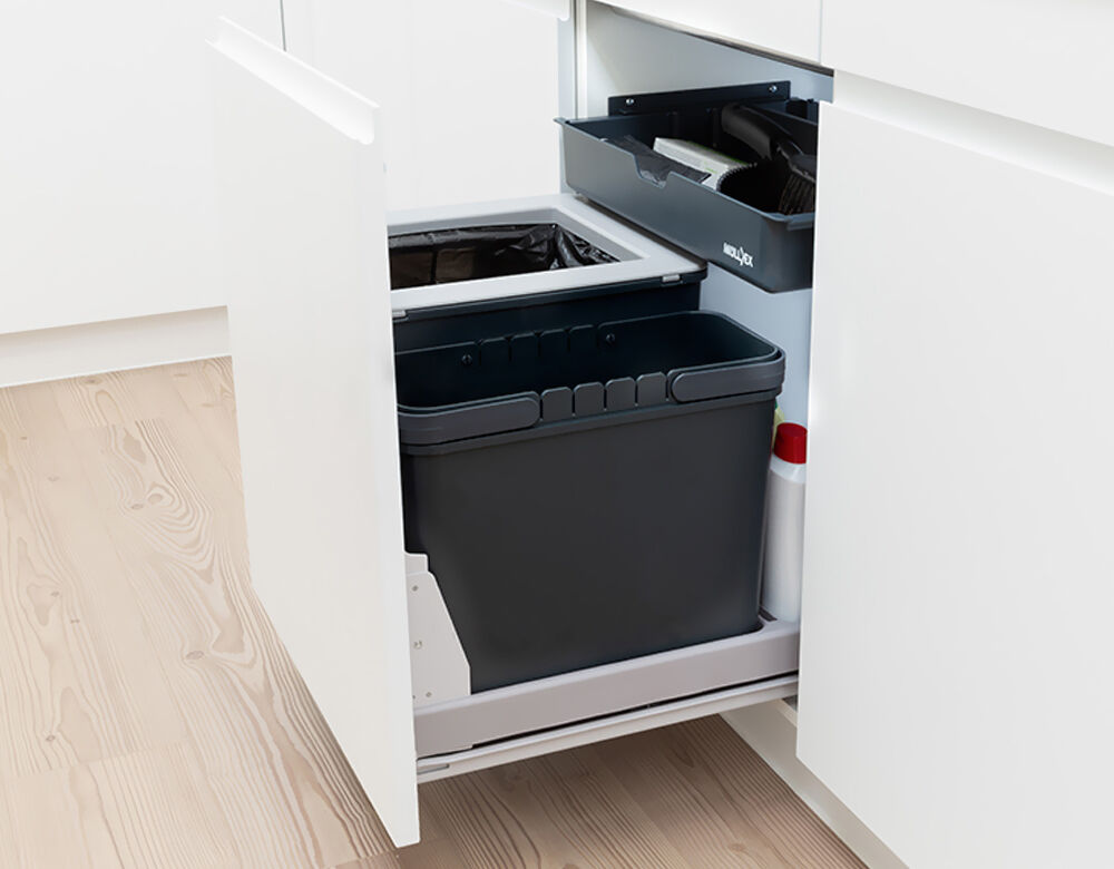MÜLLEX Euro Boxx 55/60-R Abfallsystem inklusive Auszugssystem als Vollauszug, 56 (40+16) Liter / ab 55 cm Schrankbreite… – Bild 4
