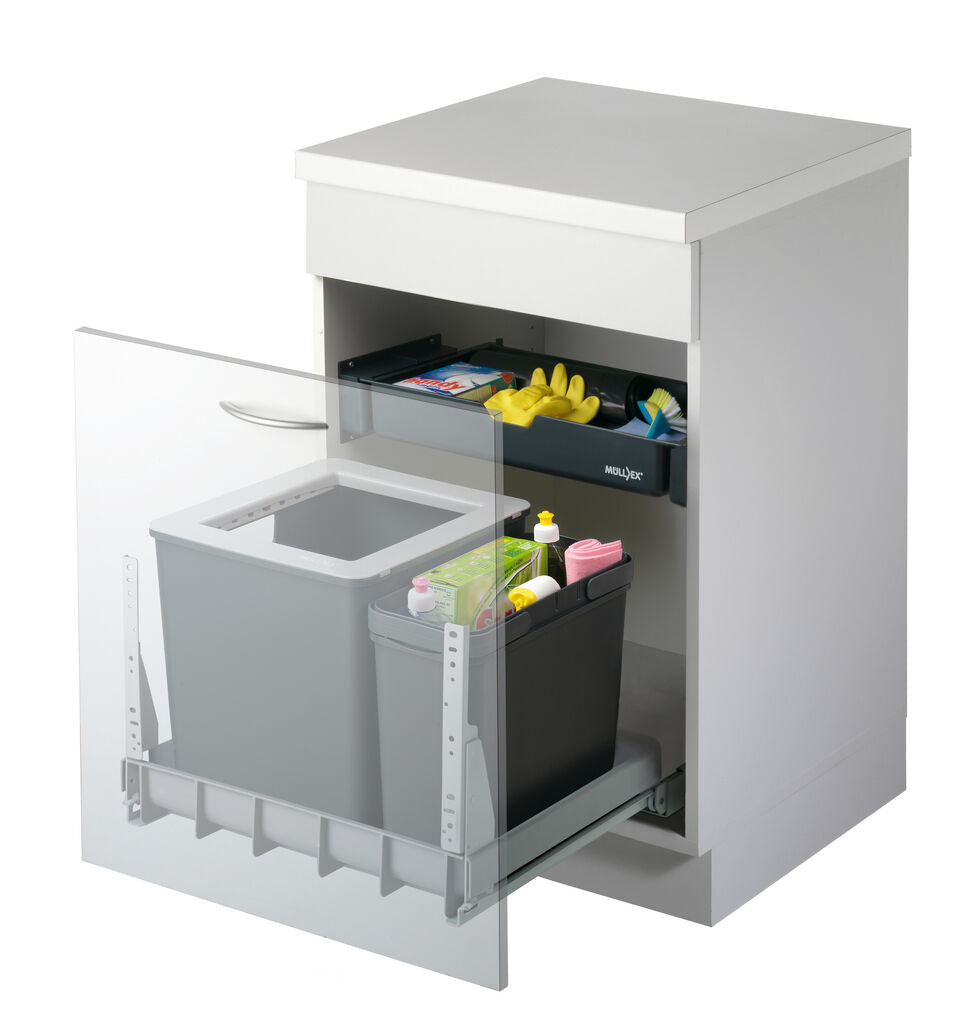 MÜLLEX Euro Boxx 55/60-R Abfallsystem inklusive Auszugssystem als Vollauszug, 56 (40+16) Liter / ab 55 cm Schrankbreite… – Bild 3