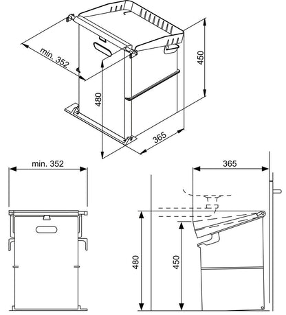 MÜLLEX SINGLE 35 Abfallsystem mit Kippsystem 35 Liter ab 40 cm Schrankbreite – Bild 2