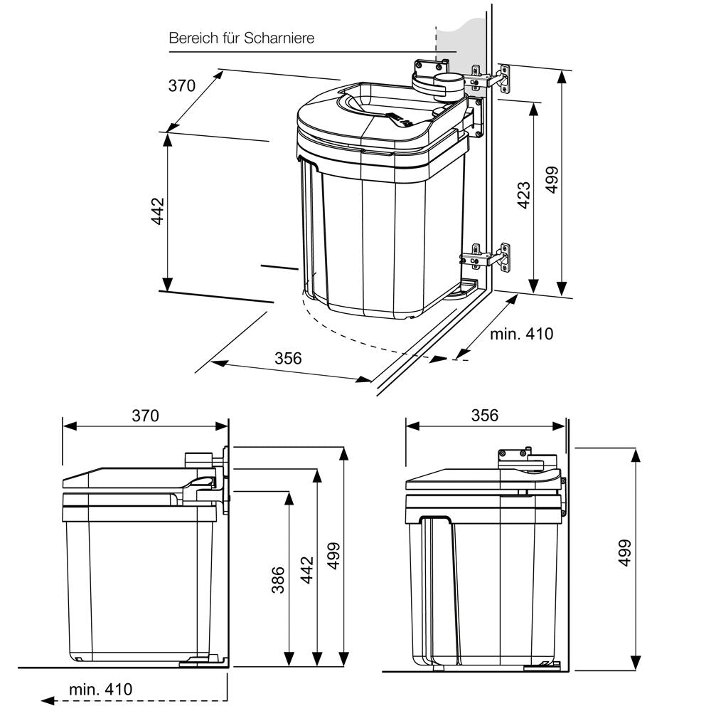 MÜLLEX 4915.40 Abfallsystem 35 Liter EURO FLEXX ab 45 cm Schrankbreite – Bild 2