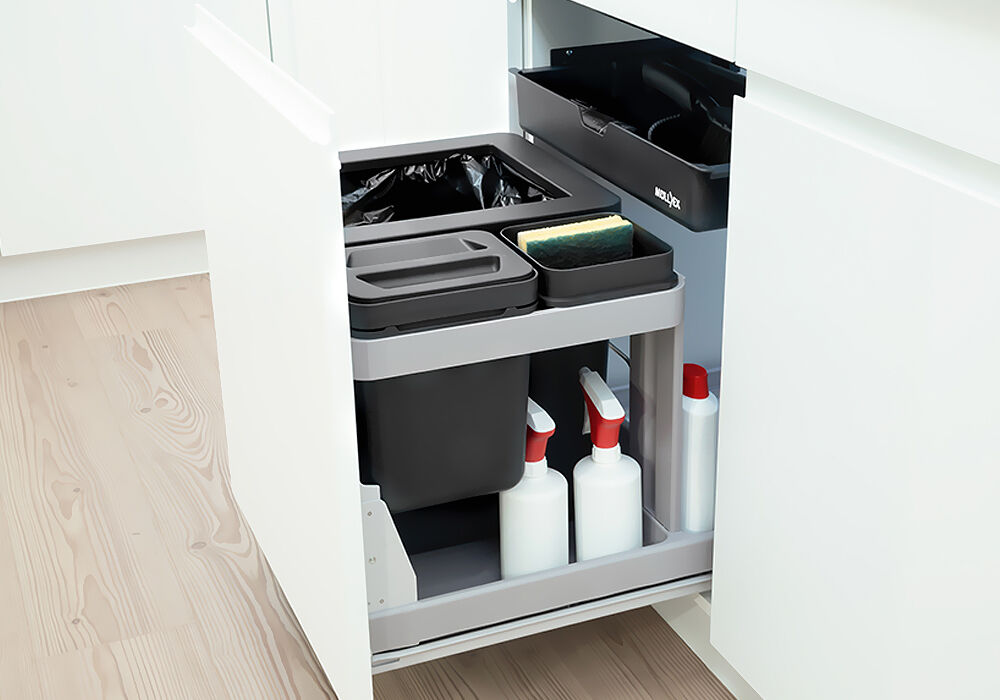 MÜLLEX Boxx 55/60-R BIO Abfallsystem inklusive Auszugssystem als Vollauszug, 47 (41+5+1) Liter / ab 55 cm Schrankbreite… – Bild 3