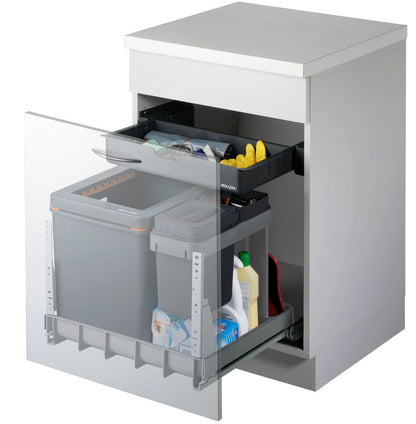MÜLLEX Boxx 55/60-R BIO Abfallsystem inklusive Auszugssystem als Vollauszug, 47 (41+5+1) Liter / ab 55 cm Schrankbreite…