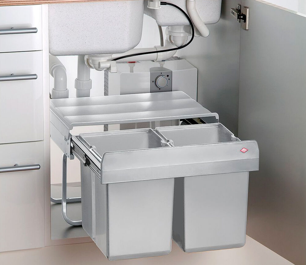 Abfallsorter TRIO SHORTY 31 Liter / ab 50 cm Schrankbreite / Abfalleimer / Abfallsammler / Mülleimer – Bild 4