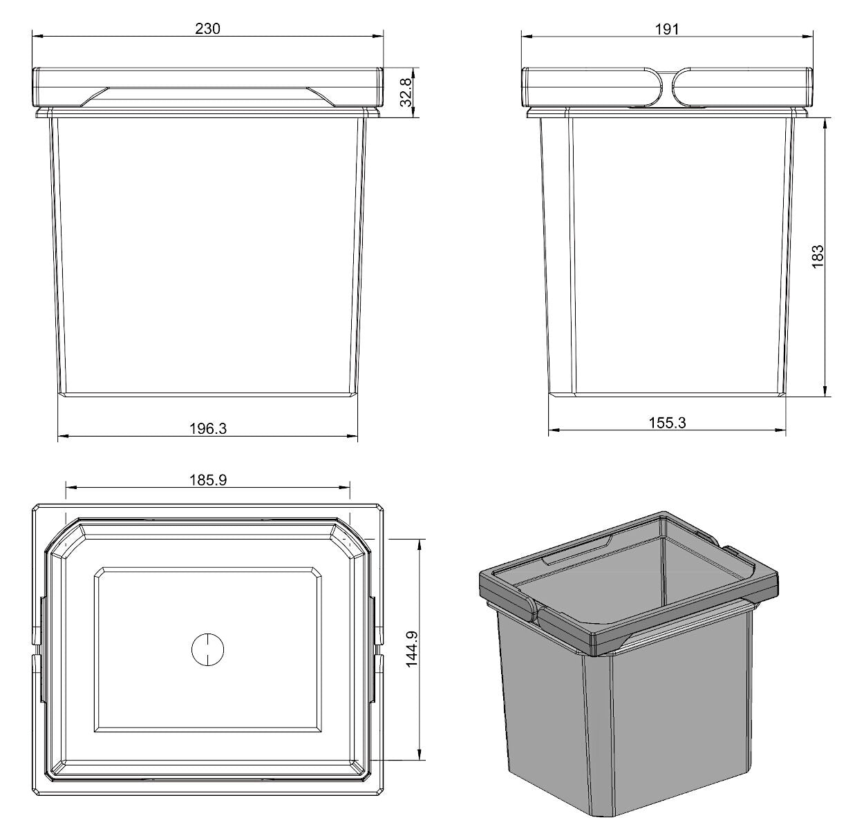 Cox® Systembehälter anthrazit 6 Liter / Eimer / Zubehör – Bild 2