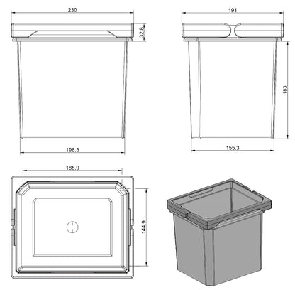 Cox® Systembehälter anthrazit 6 Liter / Eimer / Zubehör – Bild 2