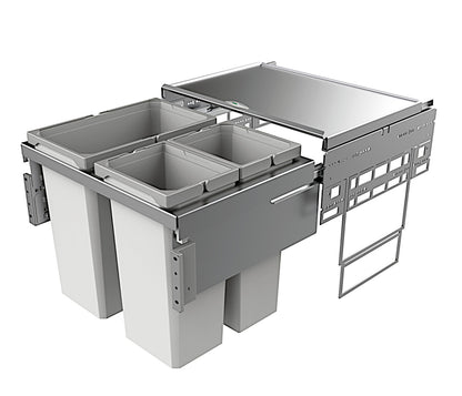Abfallsorter COX® BASE 460 S/600-3 in HELLGRAU mit 53 (1 x 28/2 x 12,5) Liter Volumen / ab 60 cm