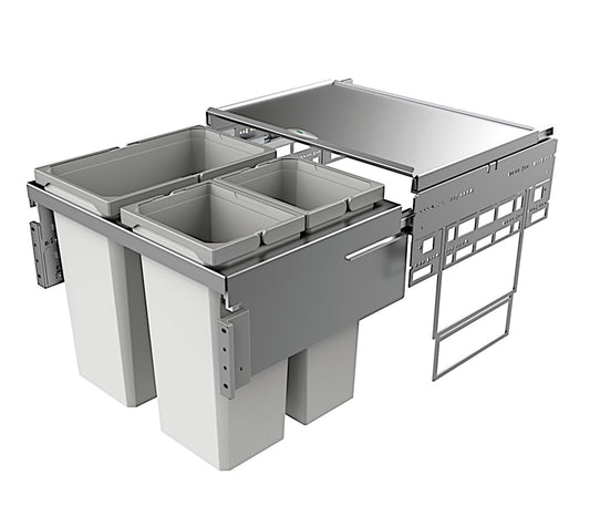 Abfallsorter COX® BASE 460 S/600-3 in HELLGRAU mit 53 (1 x 28/2 x 12,5) Liter Volumen / ab 60 cm