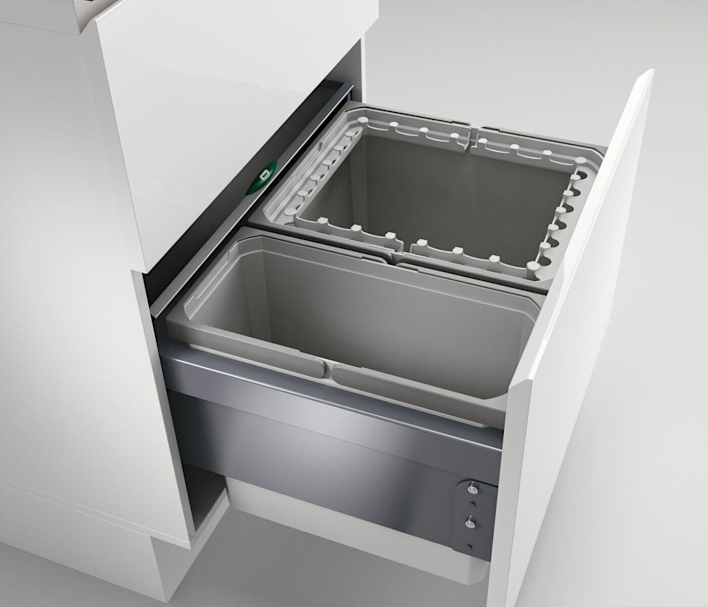 NABER Cox® Base 360 R/600-2 Abfallsorter in HELLGRAU mit 45 (1x29+1x16) Liter Volumen / ab 60 cm Schrankbreite – Bild 5