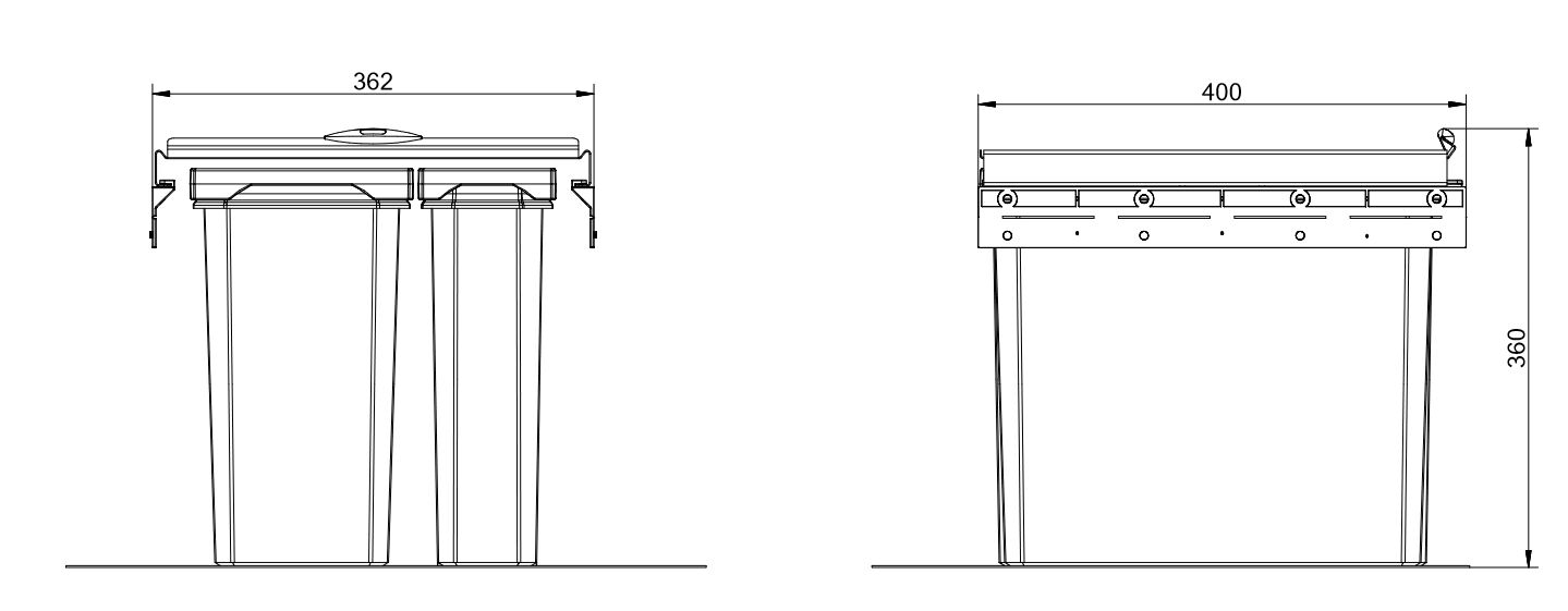 NABER Abfallsorter 24,5 (16+8,5) Liter COX® BOX 360 S/400-1 für 40 cm Schrankbreite – Bild 2