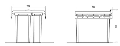 NABER Abfallsorter 24,5 (16+8,5) Liter COX® BOX 360 S/400-1 für 40 cm Schrankbreite – Bild 2