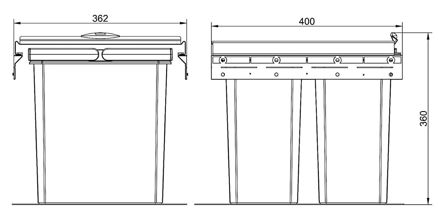 NABER COX® BOX 360 S/400-2 mit Biodeckel und 24 Liter Abfallvolumen für 40 cm Schrankbreite / Abfallsorter – Bild 2