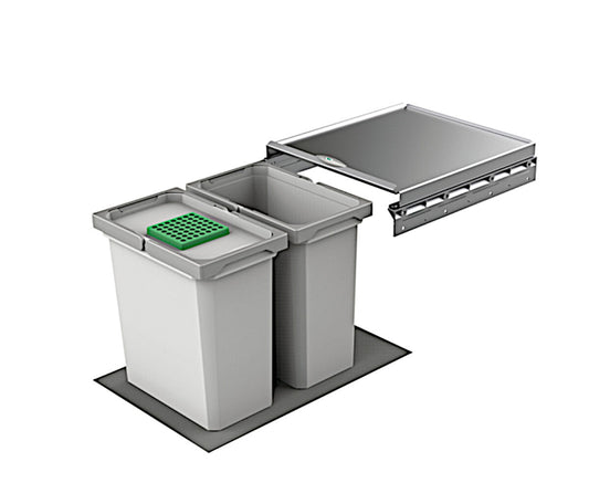NABER COX® BOX 360 S/400-2 mit Biodeckel und 24 Liter Abfallvolumen für 40 cm Schrankbreite / Abfallsorter